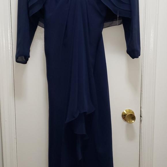 Vintage Navy Gown Formal Wedding Dress Saks - Picture 3 of 12